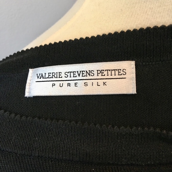 Valerie Stevens SILK Tunic Top Black Small Petite - Picture 10 of 12